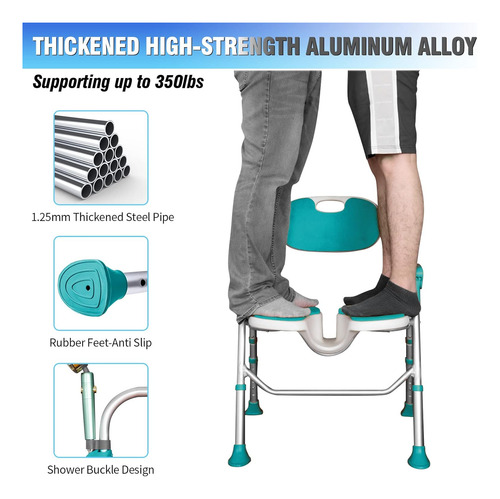 Silla De Ducha Plegable Con Respaldo Y Brazos 350 Lb