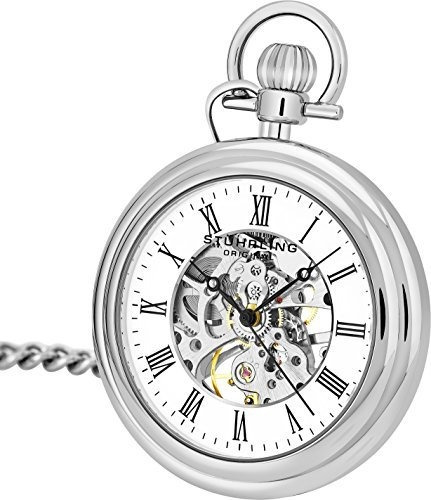 Stuhrling Original Mens Reloj Mecanico De Bolsillo De Acero 