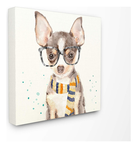 Stupell Industries Hipster Chihuahua Puppy Con Gafas Y Bufa.