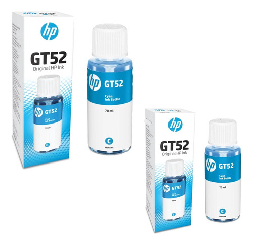 Kit De 2 Botellas De Tinta Hp Gt52 Cyan Originales