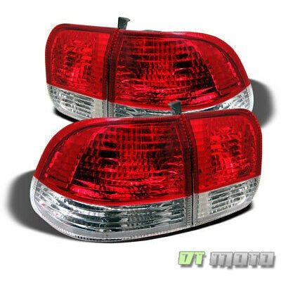 For 1996-1998 Honda Civic 4dr Sedan Red Clear Tail Light Dtm