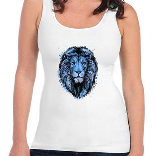 Musculosa Leon Azul Cara Salvaje Animal