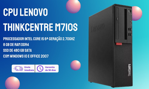 Cpu Lenovo Thinkcentre M710s I5-6ª Gen 8gb Ddr4 Ssd 480gb
