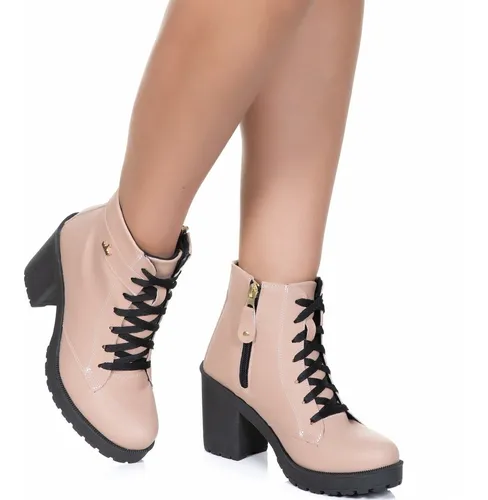 Bota Feminina Coturno Conforto Com Z per Salto Cano M dio