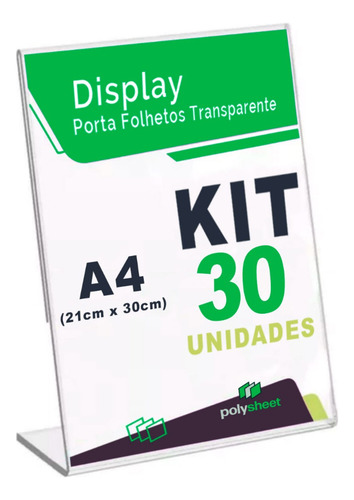Display Expositor A4 L Acrílico Qr Code Mesa Balcão 30 Uni