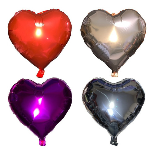 3 Globos Metalicos Corazon 45 Cm Helio Colores 14 Febrero