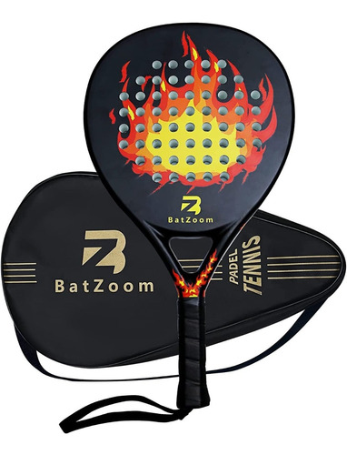 Raqueta De Padel Tenis Batzoom Black Blaze Fibra De Carbono 