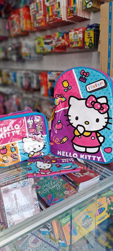 Bolso Con Lonchera Y Cartuchera Hello Kitty