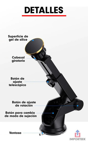 . Soporte Base Celular Auto Tablero Ventosa Magnetico Iman