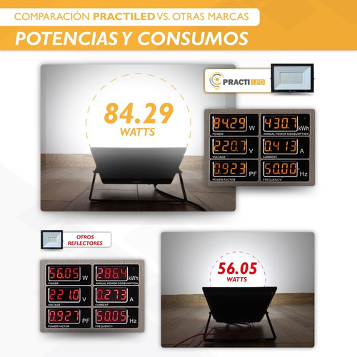 Imagen 5 de 10 de Pack 4 Reflectores Led 100w Alta Potencia Blanco Cálido