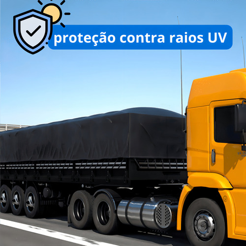 Lona Caminhão Cobertura Tipo Lonil Pvc Preto Argola 6x4m