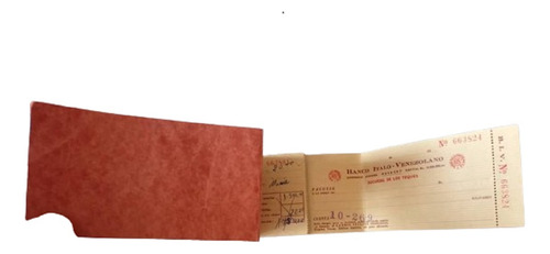 Chequera Banco Italo Venezolano Años 50 Coleccion