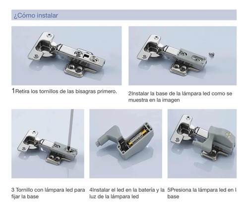 Luz Led Para Bisagra Gabinete Armario Incluyen Pila (40pzs)