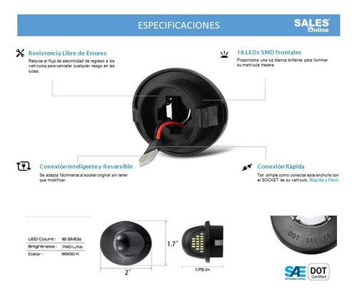 Lampara Led Luz Placa Matricula Trasera Para F-150 2002