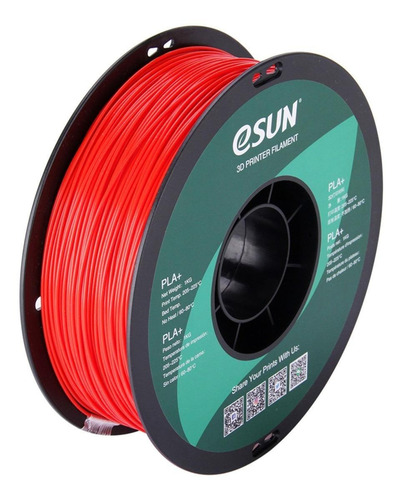 Imagen 1 de 1 de Filamento 3D PLA+ Esun de 1.75mm y 1kg fire engine red
