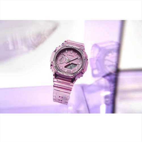Reloj: Casio G-shock GMA-S2100SK-4ADR *esqueleto metálico correa color rosa Color del bisel rosa Color de fondo rosa