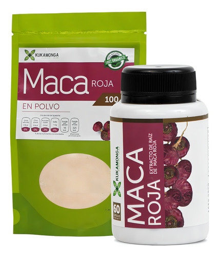 1 Maca Roja Cápsulas + 1 Maca Roja Polvo 100 G Sabor Sin Sabor