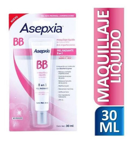 Maquillaje Líquido Asepxia B B Autoajustable 8 En 1 Envió Ya