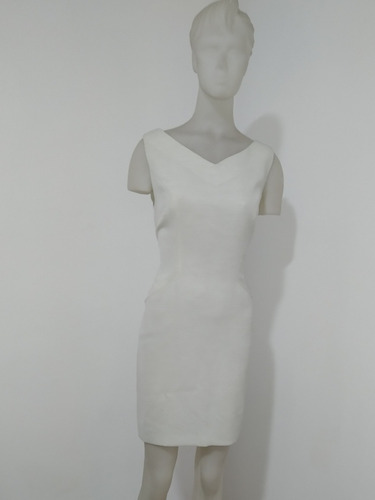 Vestido Sastreria Crema Detalle De Bolsillos Talle 42 M