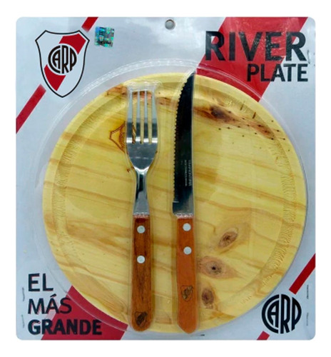 Set De Asado River C/cubiertos C/escudo  Grab Personalizado