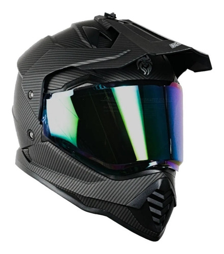 Imagen 4 de 7 de Casco Motocross Negro Kov Onix Tipo Fibra De Carbono Ktm Dm Color Negro Tamaño Del Casco L