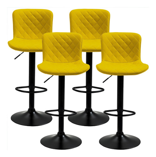 Banqueta Best BS80 cor amarelo com acabamento mate do 107.5cm do alto x 4u