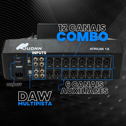 Mesa Som Digital Atrium 12 Canais Profissional Efeitos Duonn