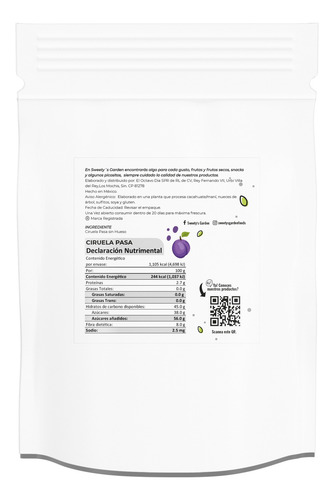 Sweety's Garden - Ciruela Pasa Sin Hueso 453 G
