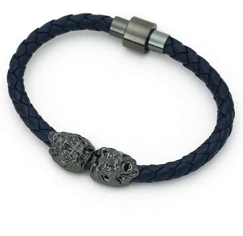 Pulsera Manilla Brazalete Cuero Magnética León Hombre Mujer