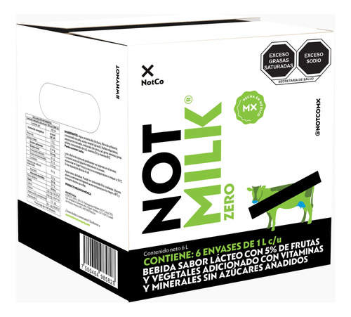 Notco - Notmilk Sin Azucar - Leche Vegetal 6 Pzas De 1l