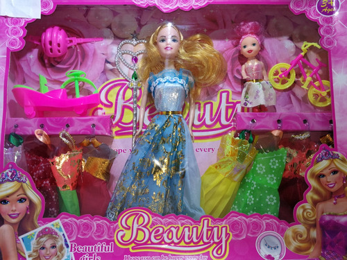 Muñeca Tipo Barbie Con Vestidos Y Accesorios 