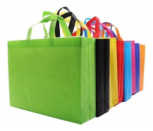 100 Bolsas Jumbo Reutilizables Tnt Ecológicas 40x38x16 Cm