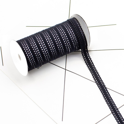 Cinta De Encaje Elástico De 10 Yardas (12 Mm) De Negro