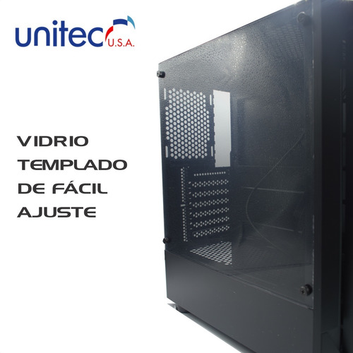 Imagen 3 de 9 de Gabinete Chasis Pc Gamer Caja Atx Rejillas Y Vidrio Templado