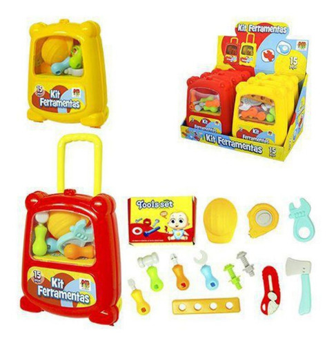 Kit Caixa De Ferramentas Infantil Sortido15 Peças Dm Toys