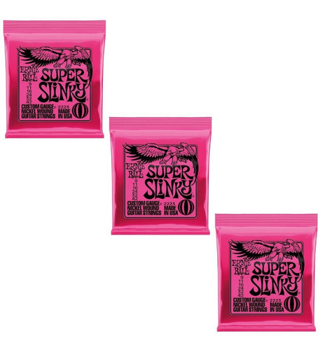 Jogo De Cordas Guitarra 009 Ernie Ball Super Slinky 3 Pack