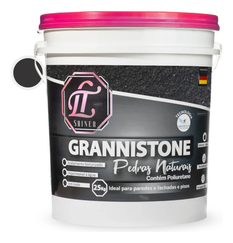 Revestimento Grannistone 25kg Cores Efeito Pedras Lt Shiner Cor Grafite