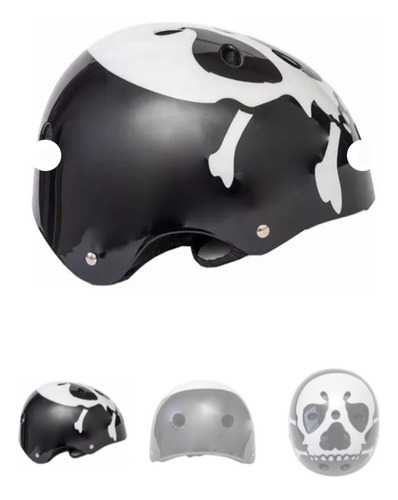 Casco Urbano Diseño Calavera Color Negro Bisi,monopatín Bmx