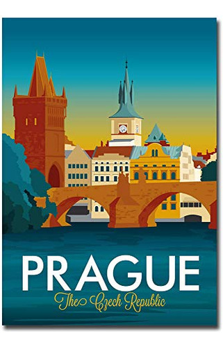 Imán Para Nevera Vintage De Viaje A Praga, República Checa,