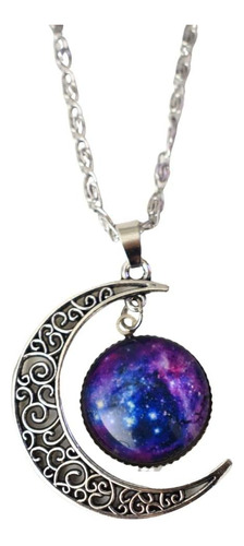 Collar Con Colgante De Luna Cósmica Y Galaxia Luvalti, Crist