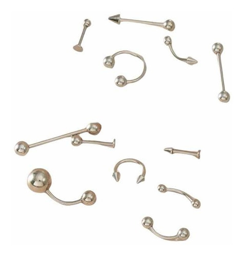 Set 12 Aros Piercing Oreja/nariz/lengua/ombligo - Acero