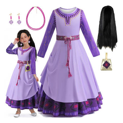 Disfraz De Wish, Princesa Asha Para Niñas De 4-12 Años