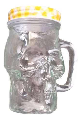 Taza De Vidrio En Forma De Calavera Tarro Con Tapa Aluminio