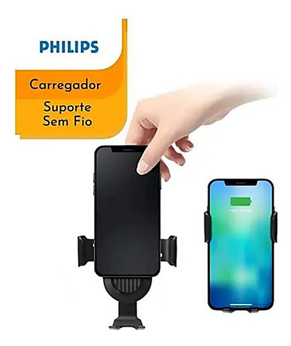 Carregador Veicular Por Indução Qi Sem Fio Compatível com iPhone E Samsung
