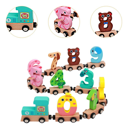 Número De Madera Train Juguete Para Niños Bloques De