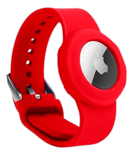 Pulseira Bracelete Silicone Compatível Para Airtag Rastreado Cor Vermelho