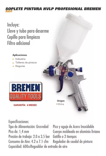 Pistola Para Pintar Compresor Gravedad Bremen® 5937