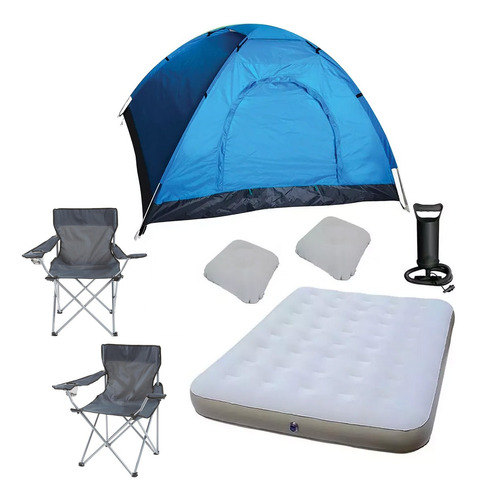 Carpa Iglú 4 Personas Colchón 2p Inflador Sillas Almohadas