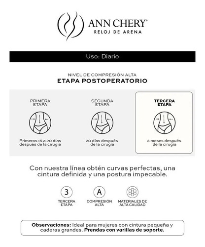 Faja Ann Chery Reloj De Arena Sin Varillas 4 Broches 1040