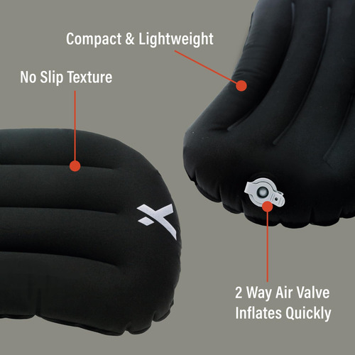 Almohada Inflable Para Acampar Y Mochilero Negra Negro